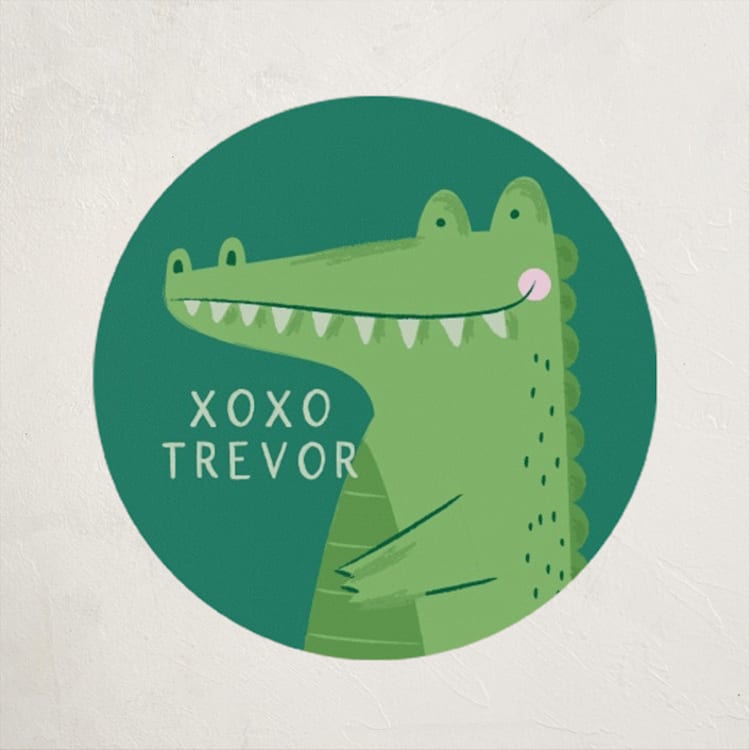 "Smile Crocodile" - Custom Stickers in Pine by Kiersten Garner - Front