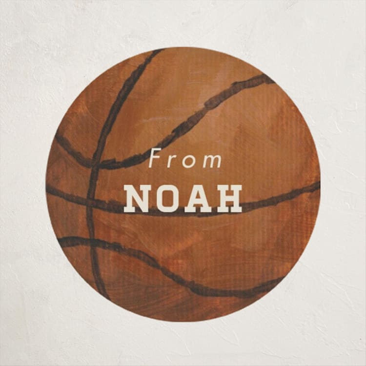 "Painted Basketball" - Custom Stickers in Cola by Holly Whitcomb - Front