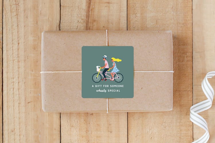 "bicycle couple" - Custom Stickers in Dark Green by Chi Hey Lee - Front