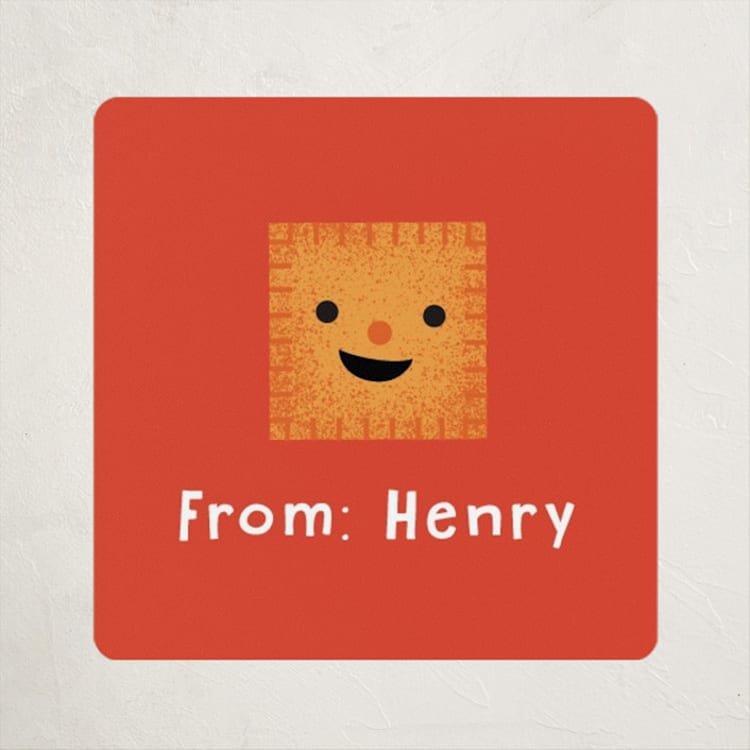 "Cheezy" - Custom Stickers in Peach by Annie Holmquist - Front
