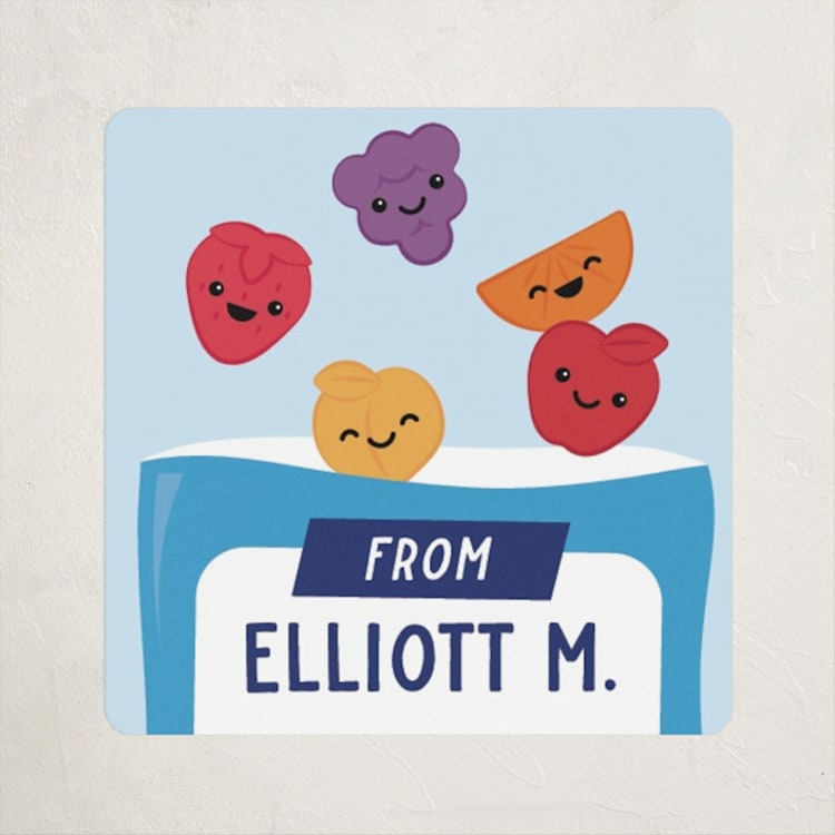 "Fruit Snacks" - Custom Stickers in Blueberry by Kacey Kendrick Wagner - Front
