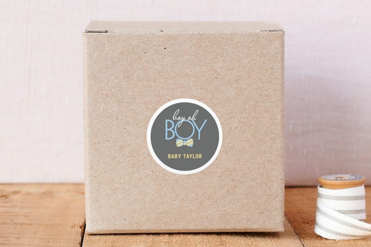 "Bow Tie Boy Oh Boy" - Custom Stickers in Sky by Beth Schneider - Front