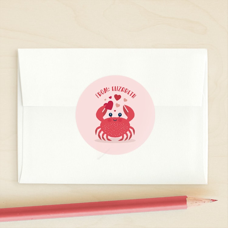 "Little crab" - Custom Stickers in Blush by Susan Asbill - Front