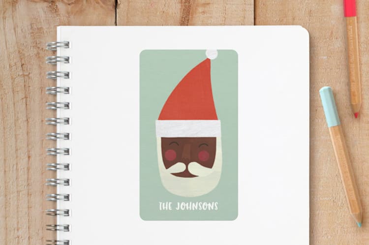 "Multi-Cultural Santas" - Custom Stickers in Pistachio by melanie mikecz - Front