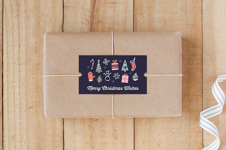"Merry Icons" - Custom Stickers in Midnight by Hooray Creative - Front