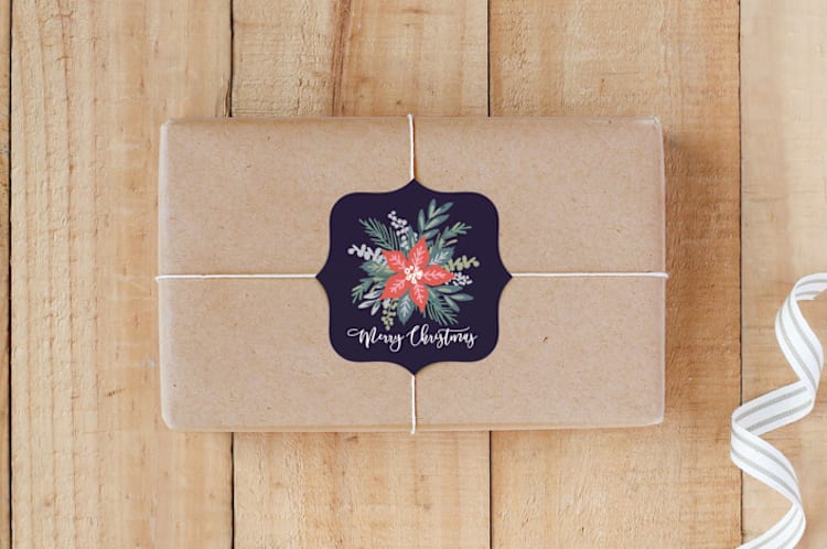 "Folk Florals" - Custom Stickers in Navy by Hooray Creative - Front