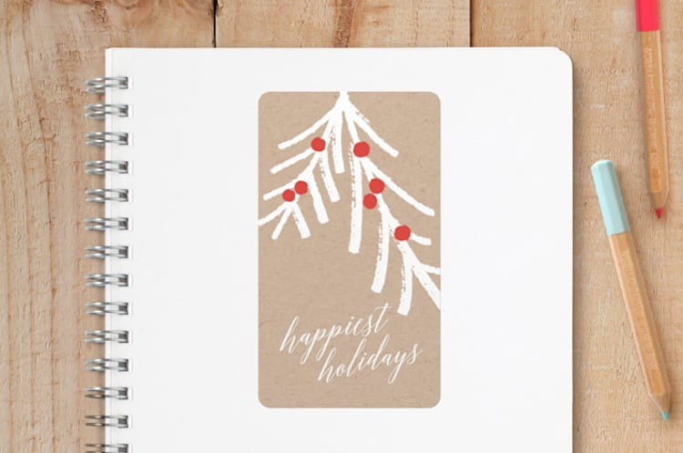"Rustic Pine Branch" - Custom Stickers in Kraft by Shirley Lin Schneider - Front