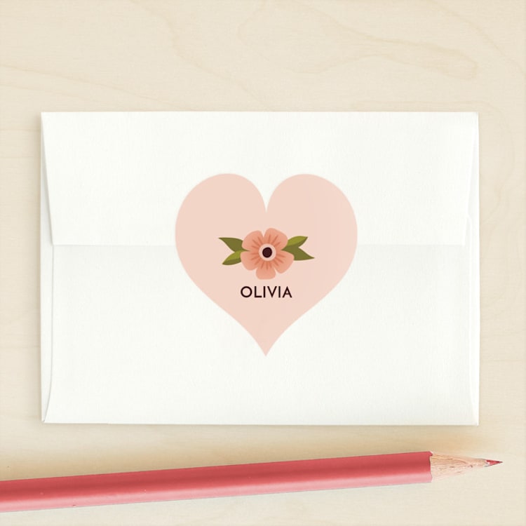 "Floral Heart" - Custom Stickers in Blush by Lauren Brown - Front