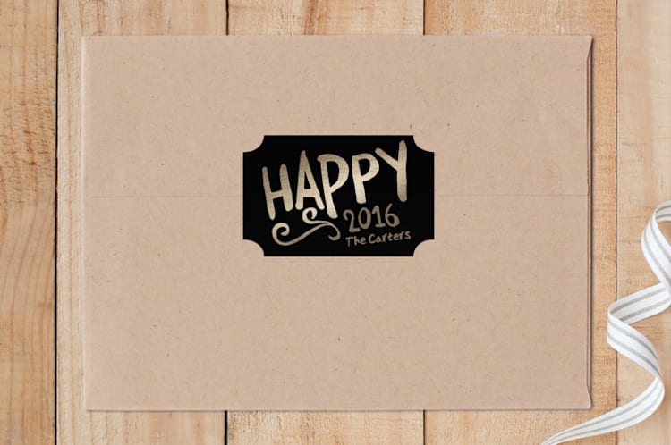 "Golden New Year" - Custom Stickers in Golden by GeekInk Design - Front