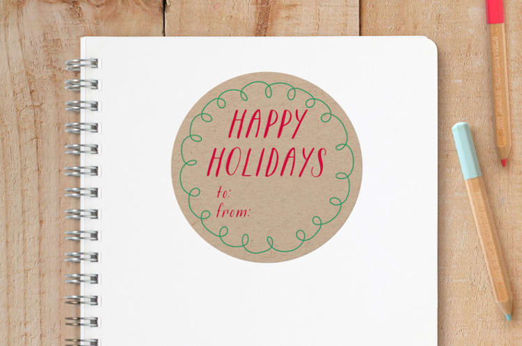 "Hand Drawn Holiday" - Custom Stickers in Kraft by Erin Niehenke - Front