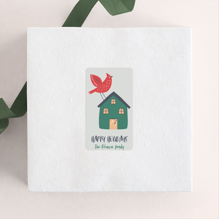 "Bird, house and tree" - Custom Stickers in Pine by Tatjana Koraksic - Front