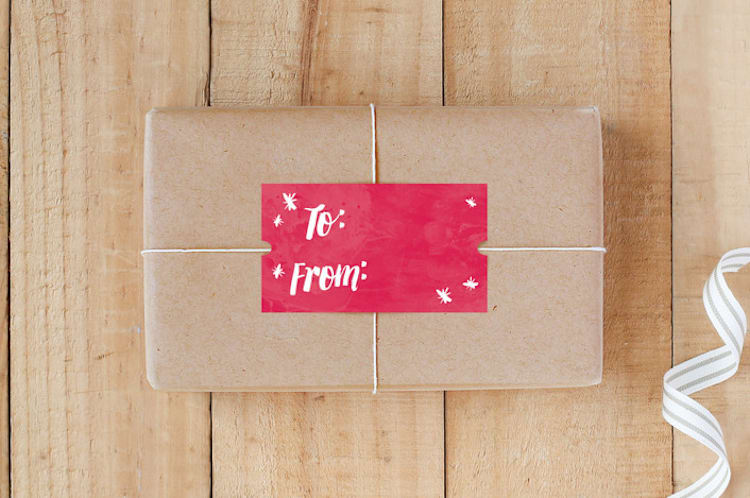 "Jolly Texture Gift Tag" - Custom Stickers in Fuchsia by Shari Margolin - Front