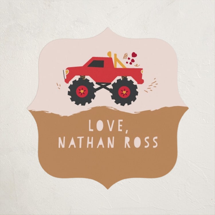 "wheelie truck" - Custom Stickers in Berry by Kanika Mathur - Front