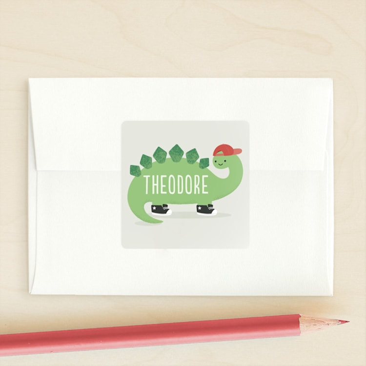 "Spiketacular Stegosaurus" - Custom Stickers in Moss by Kacey Kendrick Wagner - Front