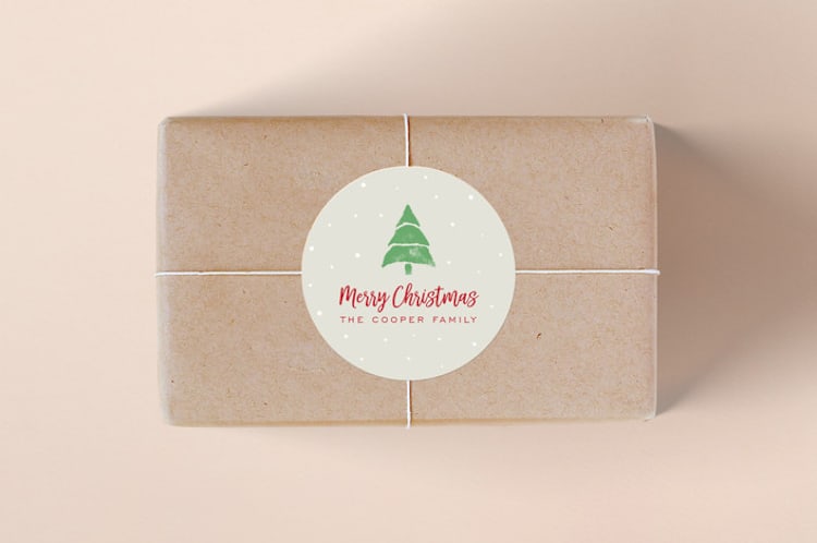 "Pines in the snow" - Custom Stickers in Linen by Jen Tips - Front