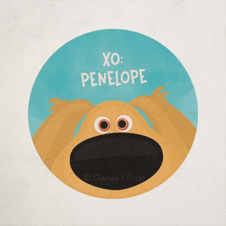"Disney and Pixar's Valentine Dug" - Custom Stickers in Sky by Shannon Kohn - Front