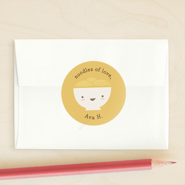 "noodles" - Custom Stickers in Citrus by Jessica Yeo - Front