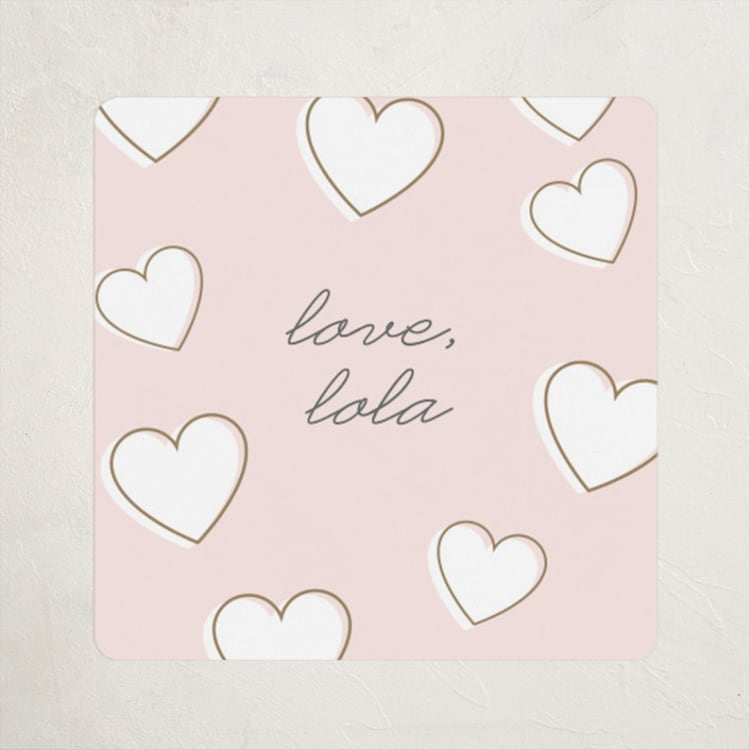 "Jumbo Hearts" - Custom Stickers in Carnation by Lauren Chism - Front