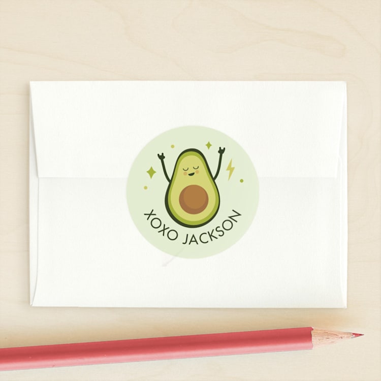"guac on!" - Custom Stickers in Lettuce by Tennie and Co. - Front
