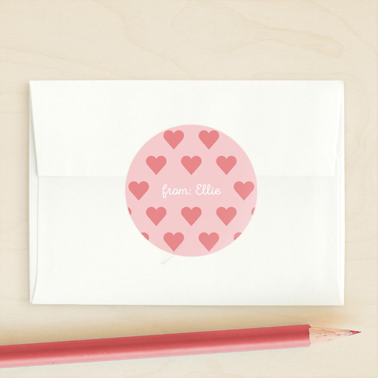 "with love" - Custom Stickers in Peach by Sarah Cohn - Front