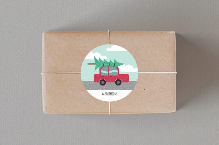 "Travelling Christmas Tree" - Custom Stickers in Holly by Rebecca Humphreys - Front