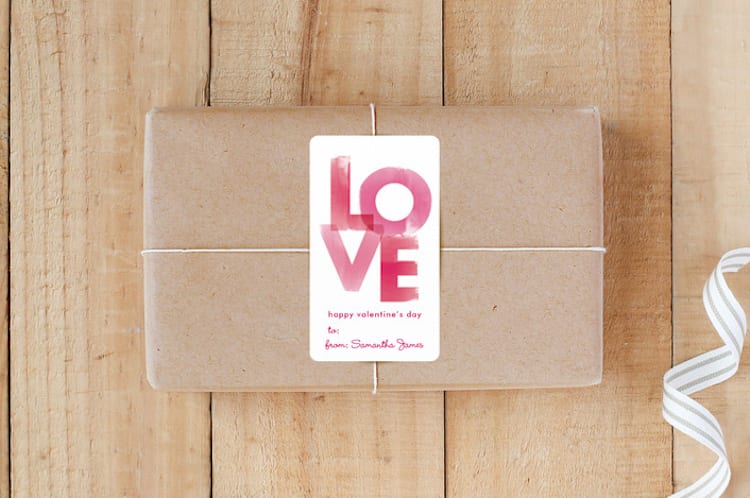 "Watercolor Love" - Custom Stickers in Raspberry by Robin Ott - Front