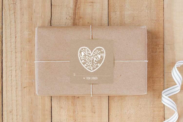 "Paper Cut Tag" - Custom Stickers in Kraft by Jen - Front