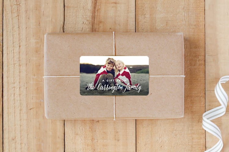 "Family Gift" - Custom Stickers in Snow by Hooray Creative - Front