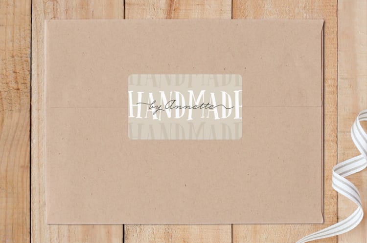 "Handmade" - Custom Stickers in Khaki by Jennifer Thomke - Front