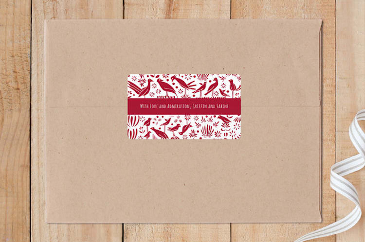 "Birds And Flowers" - Custom Stickers in Cardinal by Leanne Friedberg - Front