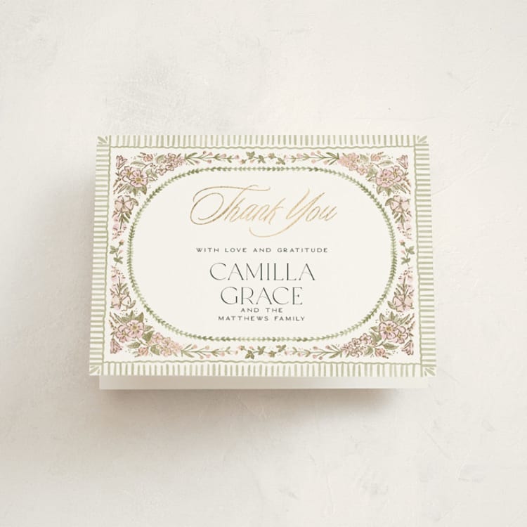 "Wildflower Frame" - Foil-Pressed Confirmation Thank You Cards in Rose by Jenna Holcomb - Front
