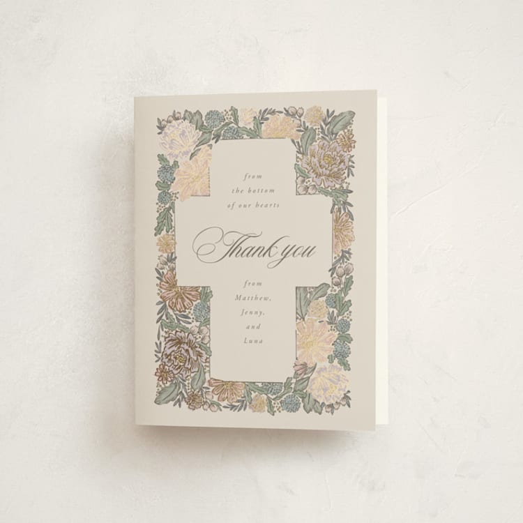 "blooming" - Foil-Pressed Confirmation Thank You Cards in Peony by Jen Owens - Front