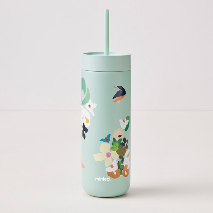 "Birds of Paradise" - Carter Cold Tumblers in Mint Chip by Caryn Owen - Carter Cold Tumbler