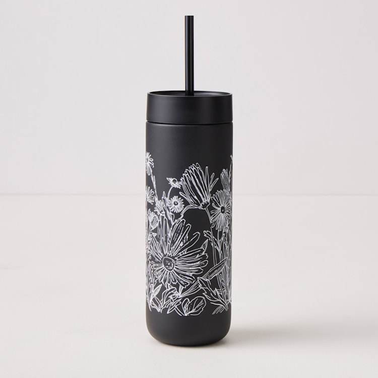 "Field of Wildflowers" - Carter Cold Tumblers in Matte Black by Catilustre - Carter Cold Tumbler