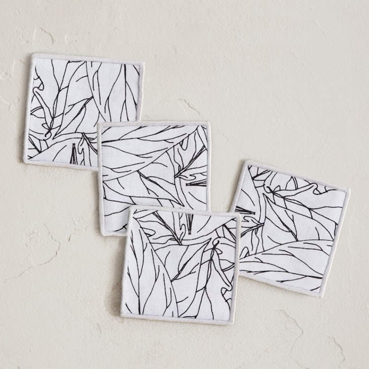"Fallen Leaves" - Coasters in Silk by Catilustre - Coasters, Set of 4
