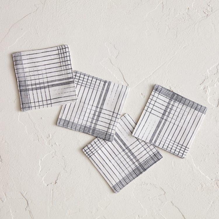 "Sketchy Plaid" - Coasters in Pencil by Katie Wahn - Coasters, Set of 4