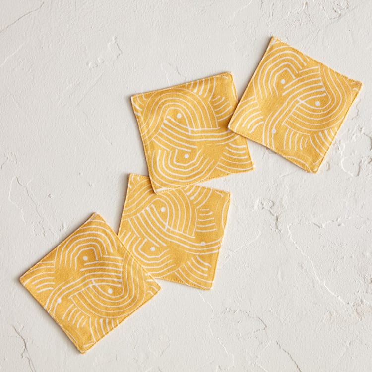 "Sunshine Wave" - Coasters in Golden by Lise Gulassa - Coasters, Set of 4