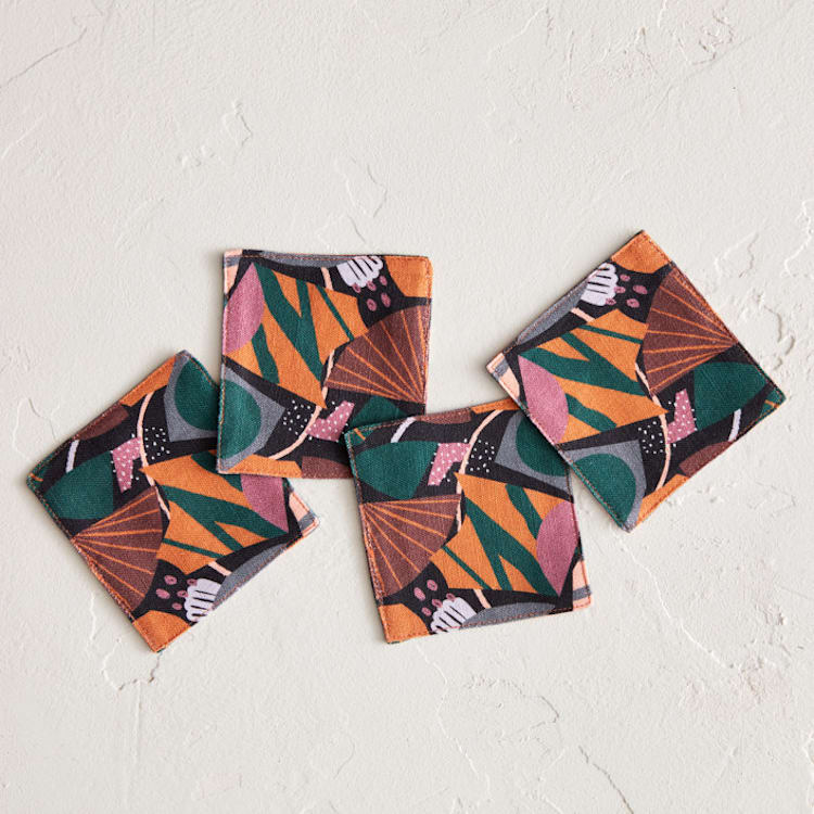 "Paper Flower" - Coasters in Forest by Chi Hey Lee - Coasters, Set of 4