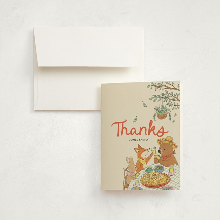"Taco Party Pals" - Children's Birthday Party Thank You Cards in Chile Red by Sabrin Deirani - Front
