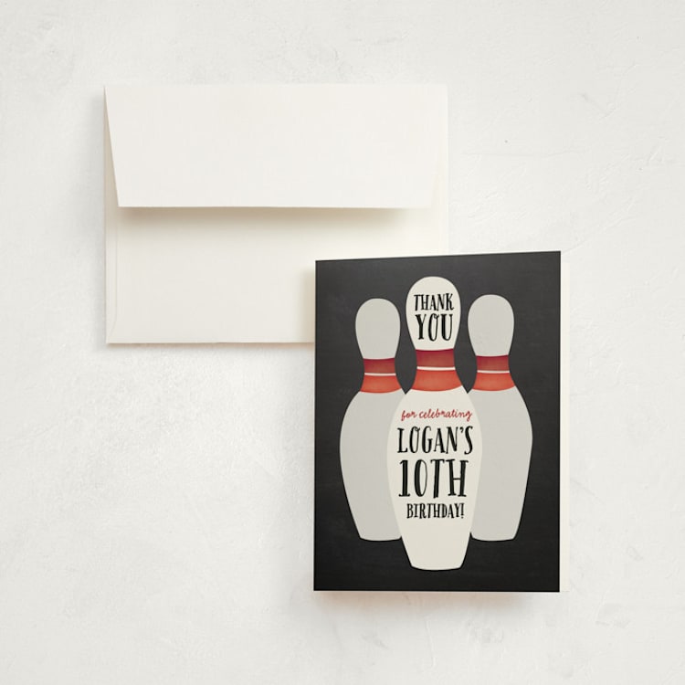 "Lucky Strike" - Children's Birthday Party Thank You Cards in Bowling Ball by Erica Krystek - Front