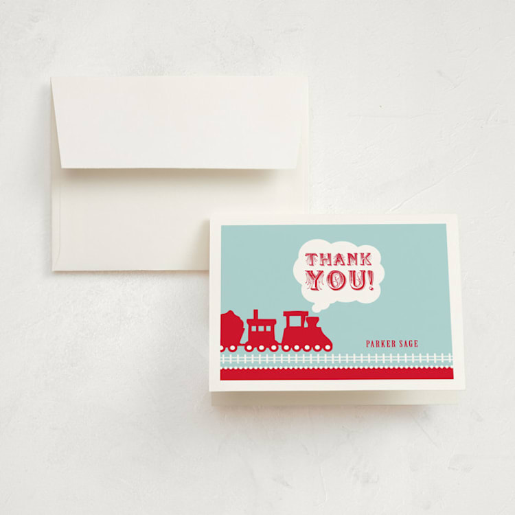 "Choo Choo Train" - Children's Birthday Party Thank You Cards in Classic by mafy - Front