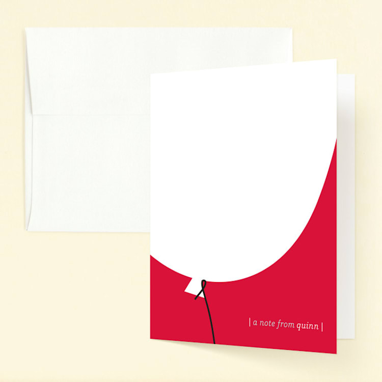 "Up Up and Away Balloon" - Children's Birthday Party Thank You Cards in Cherry by kelli hall - Front