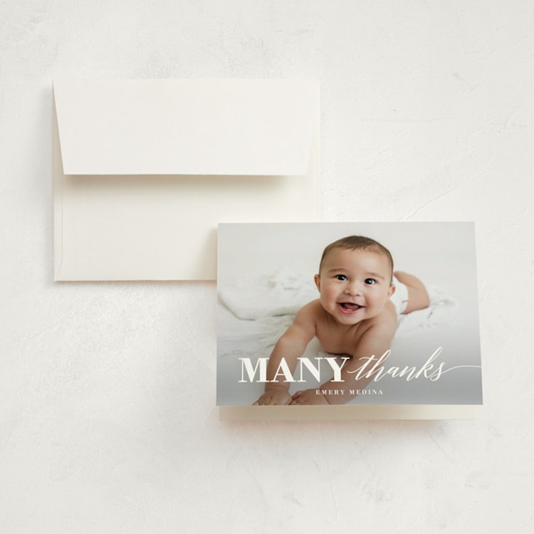 "Onederful" - Children's Birthday Party Thank You Cards in Cloud by Susan Asbill - Front