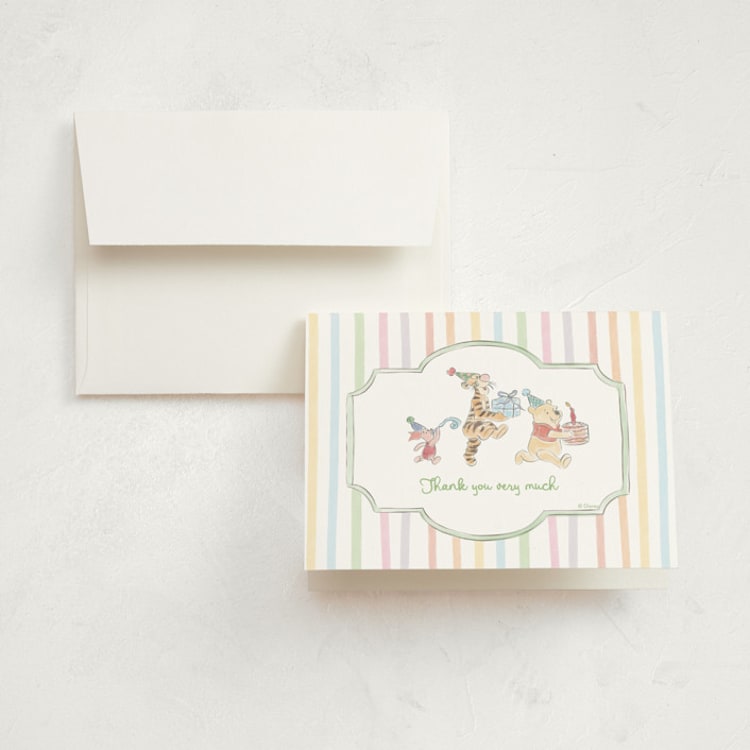 "Disney's Winnie and Friends Preppy Wild One" - Children's Birthday Party Thank You Cards in Confetti by Creo Study - Front