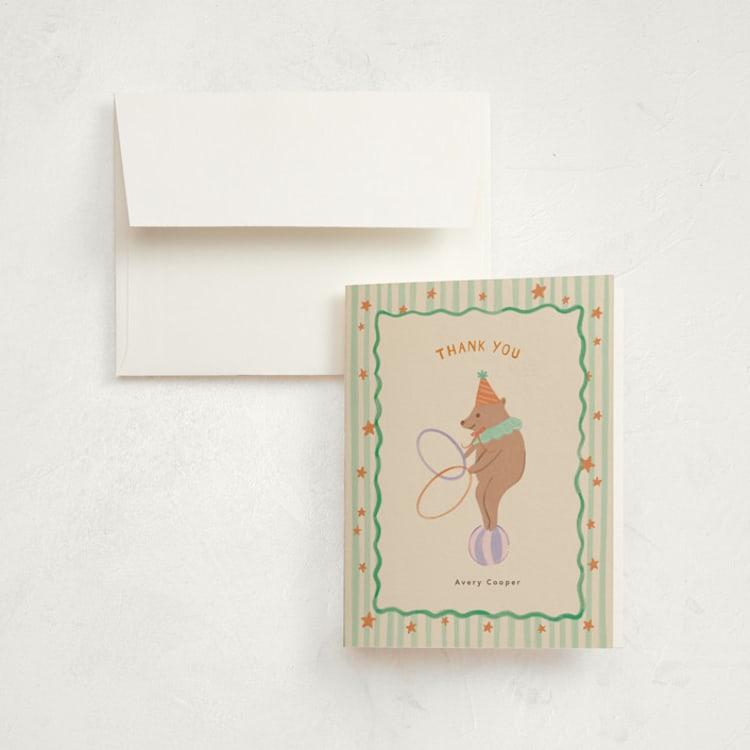 "Preppy carnival" - Children's Birthday Party Thank You Cards in Wasabi by Creo Study - Front