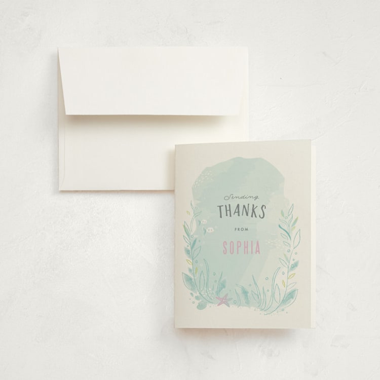 "Under The Sea" - Children's Birthday Party Thank You Cards in Pond by Karidy Walker - Front