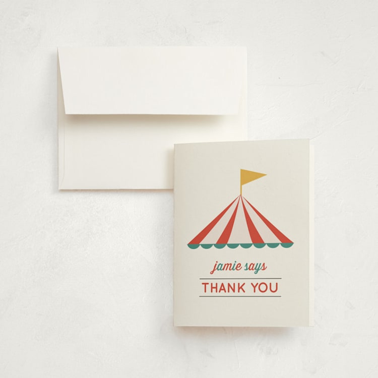 "Theme Park" - Children's Birthday Party Thank You Cards in Citrus by Anupama - Front
