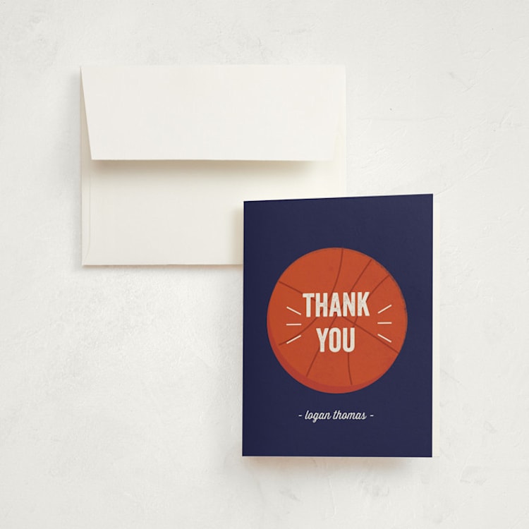 "Game Night" - Children's Birthday Party Thank You Cards in Navy by Anupama - Front