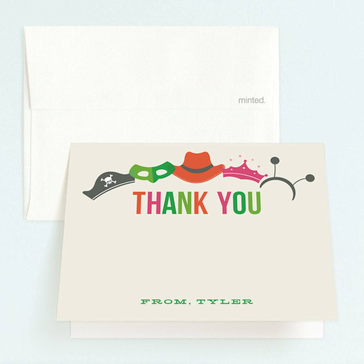 "Costume party" - Children's Birthday Party Thank You Cards in Fun by Jill Means - Front