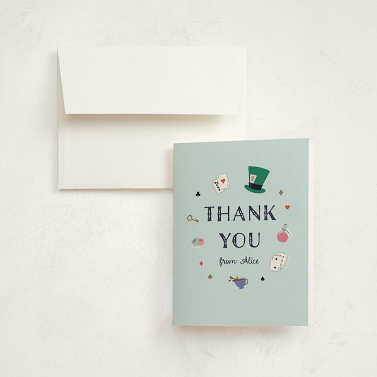 "Disney's Alice In Wonderland Birthday" - Children's Birthday Party Thank You Cards in Sky by Annie Holmquist - Front